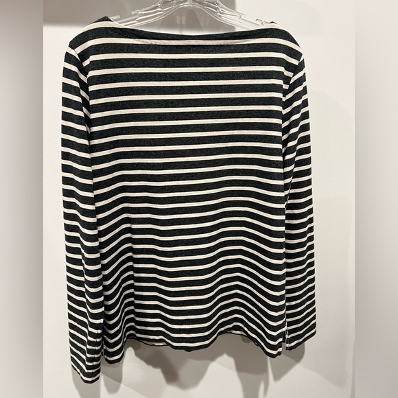 Striped Black and White Women's J. Crew Cotton Long Sleeve Top Casual Relaxed - Picture 8 of 8